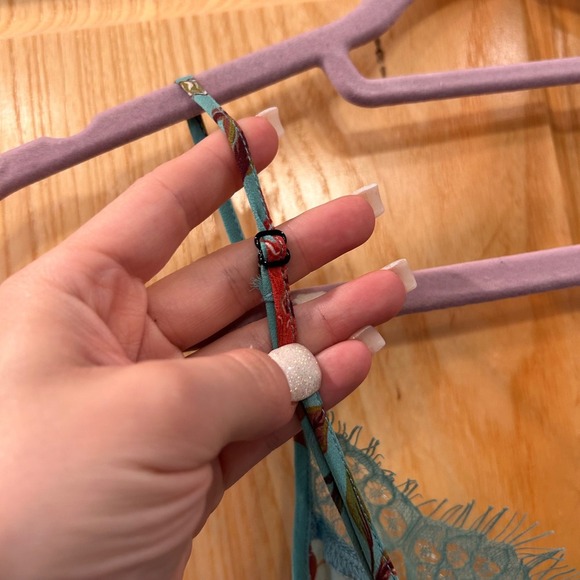 Soft Surroundings Floral Lace Trim Slip Dress XS Aqua Red Cottagecore - Picture 10 of 10